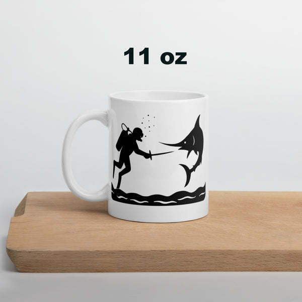 Scuba Diving Mug - Funny Diver Gift - Ocean Adventure Coffee Mug - Swordfish Fencing - Motivational Quote