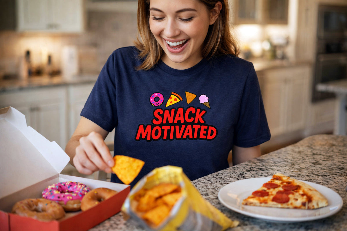 Snack Motivated Shirt - Funny Food Lover Tee - Snack Lover Gift - Foodie Graphic Tee
