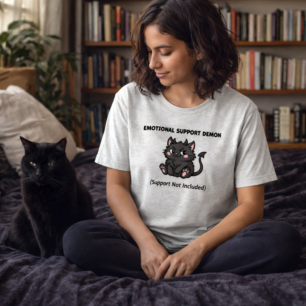 Funny Black Cat Shirt - Emotional Support Demon Tee - Dark Humor Cat Gift - Witchy Cat Lover Shirt