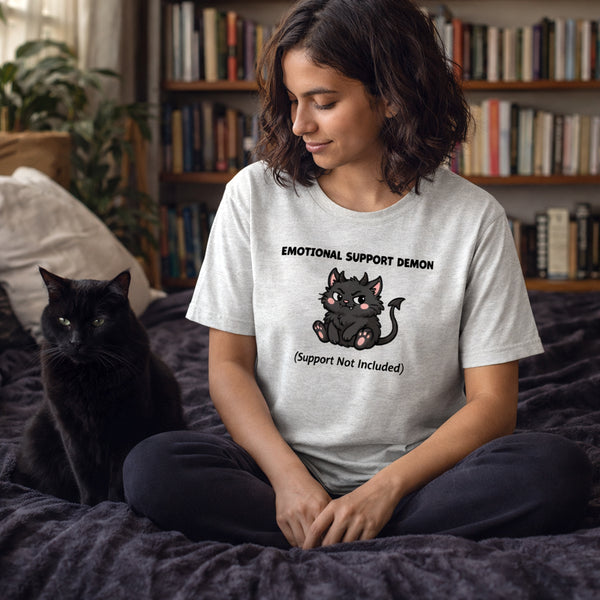 Funny Black Cat Shirt - Emotional Support Demon Tee - Dark Humor Cat Gift - Witchy Cat Lover Shirt