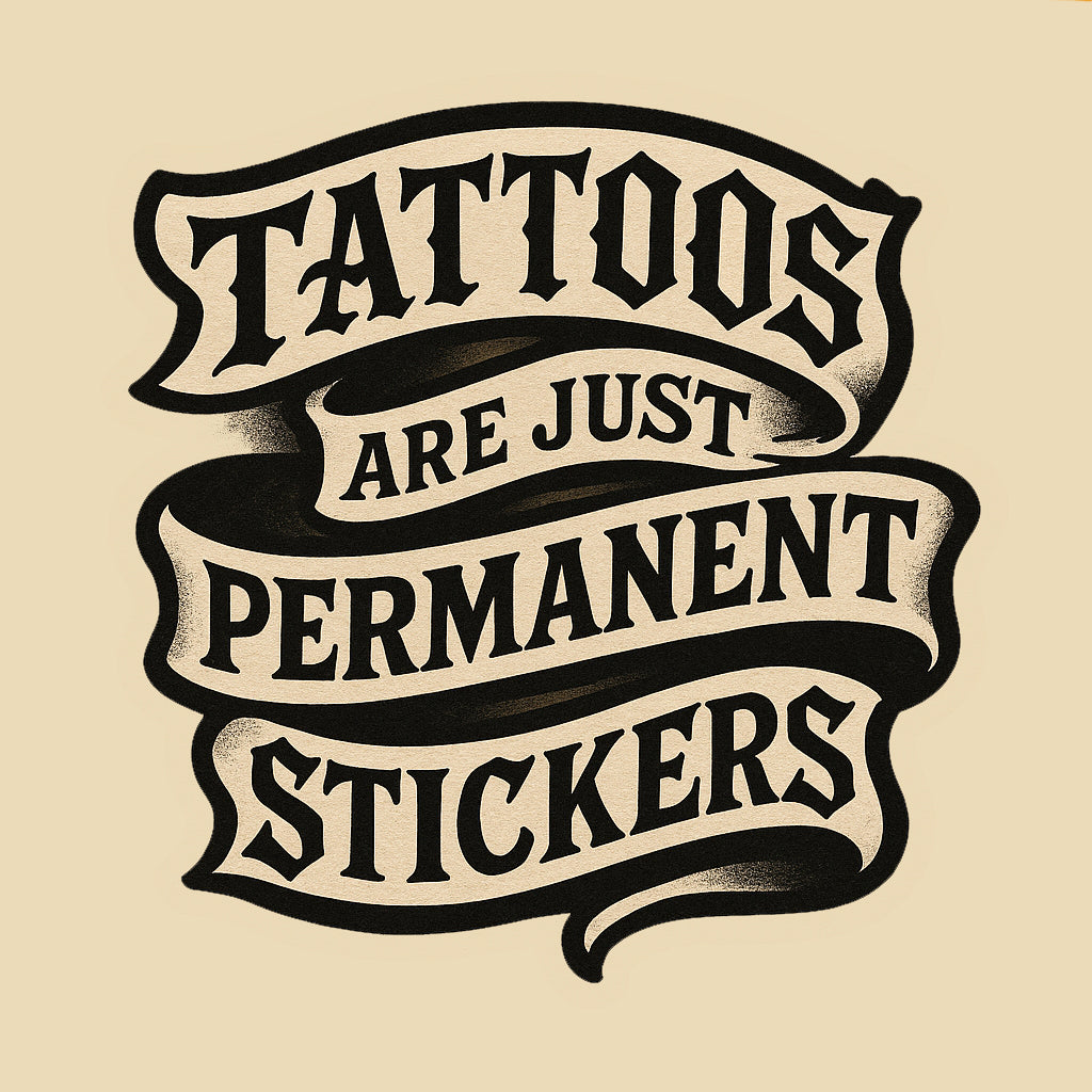 Tattoos Are Just Permanent Stickers - Funny Meme Vinyl Sticker - Tattoo Humor Decal