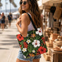 Tropical Tote Bag - Hibiscus Floral All Over Print - Beach Bag Gift