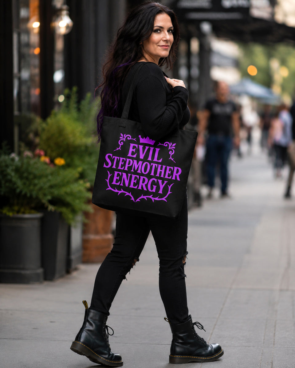 Funny Tote Bag - Evil Stepmother Energy - Stepmom Gift - Black Tote Bag - Stepmother Gift - Mother's Day Gift