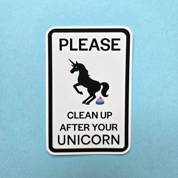 Unicorn Warning Sign Sticker - Funny Unicorn Vinyl Decal