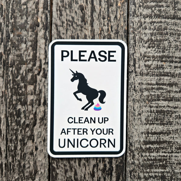Unicorn Warning Sign Sticker - Funny Unicorn Vinyl Decal