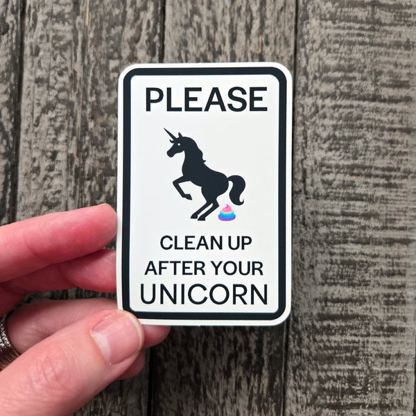 Unicorn Warning Sign Sticker - Funny Unicorn Vinyl Decal