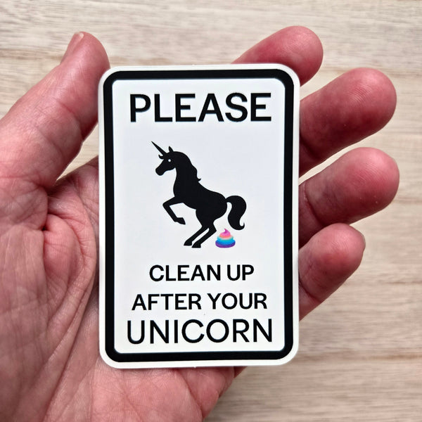 Unicorn Warning Sign Sticker - Funny Unicorn Vinyl Decal