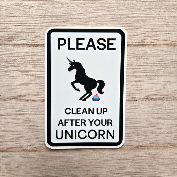 Unicorn Warning Sign Sticker - Funny Unicorn Vinyl Decal