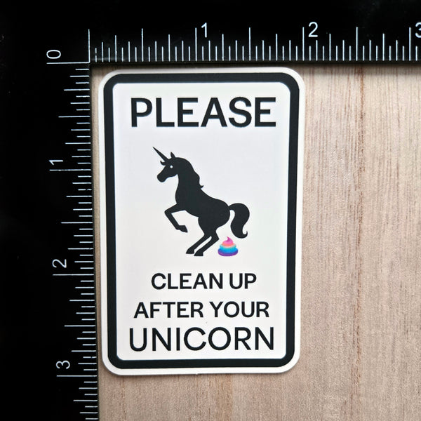 Unicorn Warning Sign Sticker - Funny Unicorn Vinyl Decal
