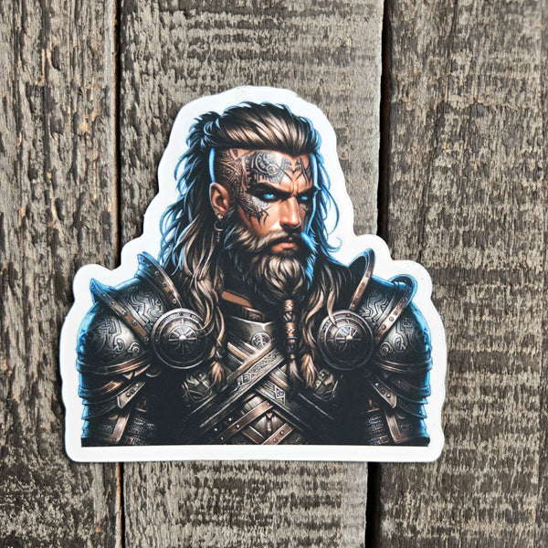 Viking Sticker - Norse Warrior Decal - Fantasy Barbarian Vinyl