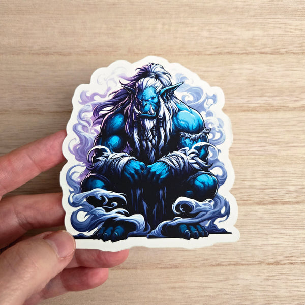 Giant Blue Orc Warrior Sticker - 2 Sizes - Fantasy Creature Decal