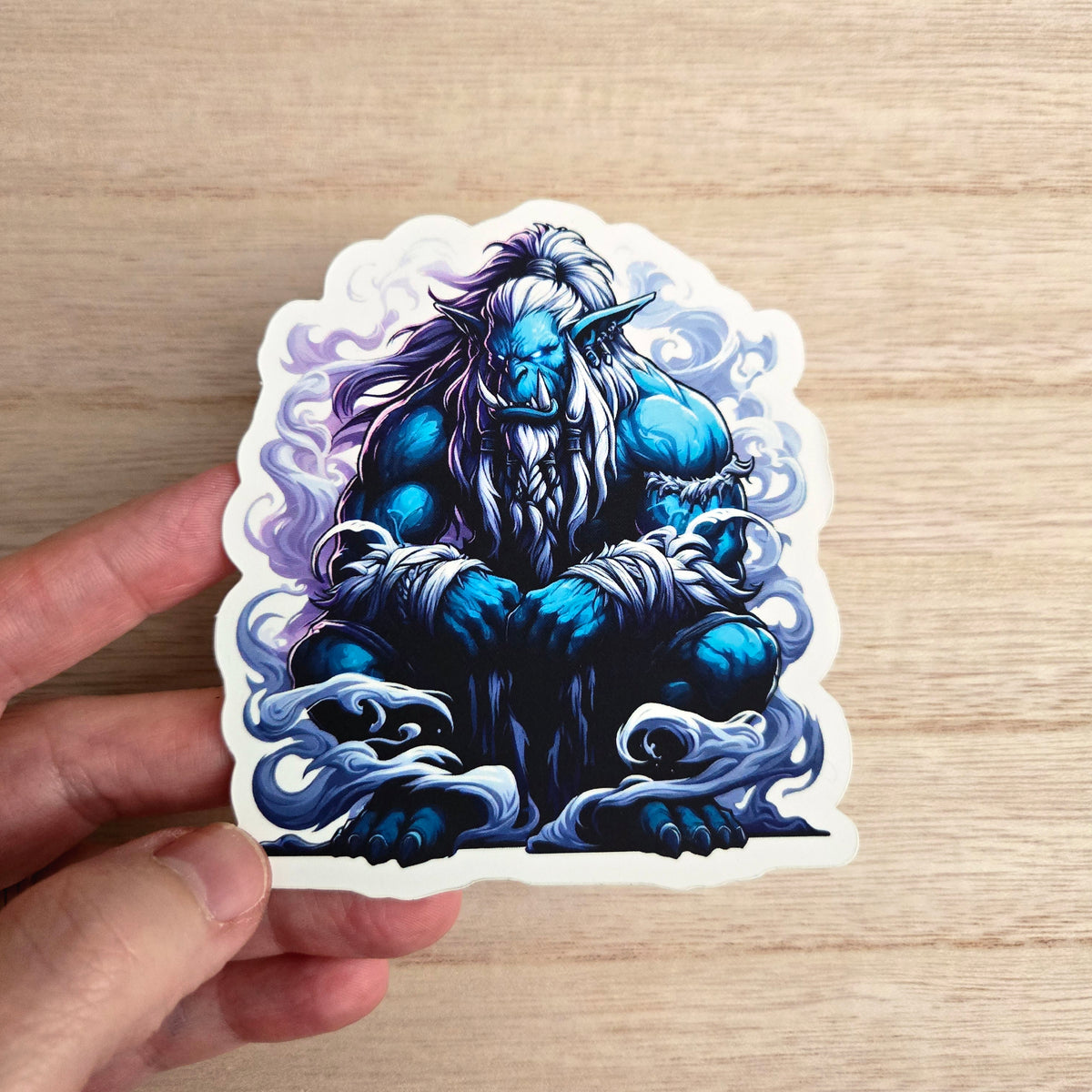Giant Blue Orc Warrior Sticker - 2 Sizes - Fantasy Creature Decal