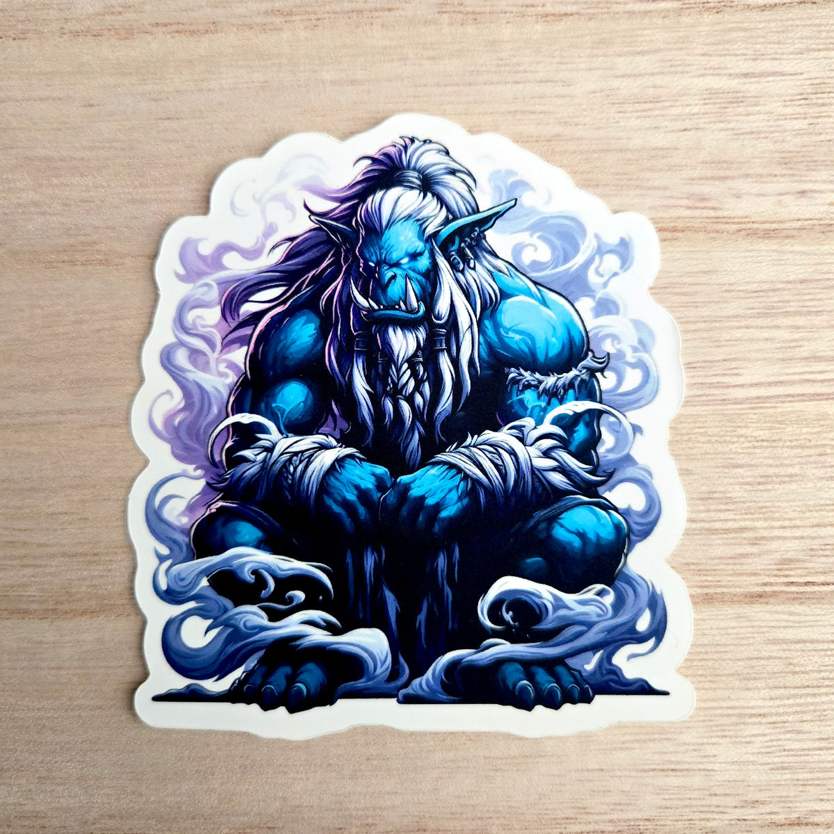 Giant Blue Orc Warrior Sticker - 2 Sizes - Fantasy Creature Decal