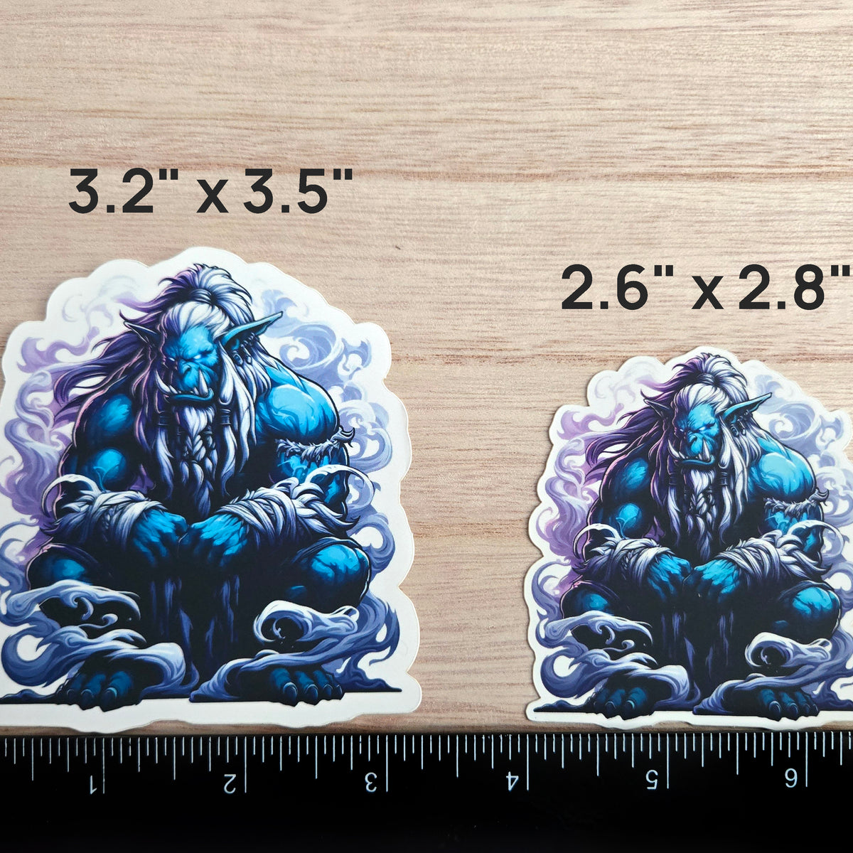 Giant Blue Orc Warrior Sticker - 2 Sizes - Fantasy Creature Decal