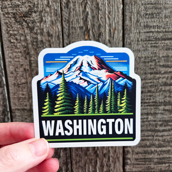 Washington State Vinyl Sticker - Mountain Nature Decal - PNW