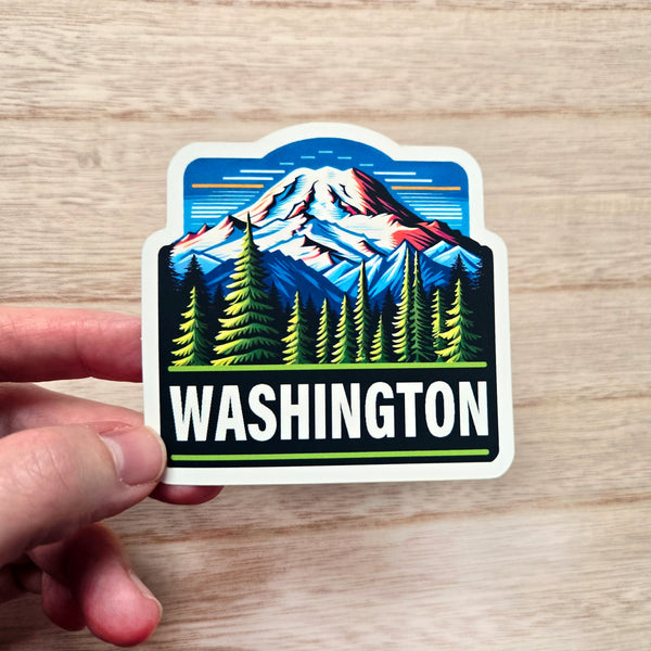 Washington State Vinyl Sticker - Mountain Nature Decal - PNW