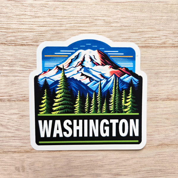 Washington State Vinyl Sticker - Mountain Nature Decal - PNW