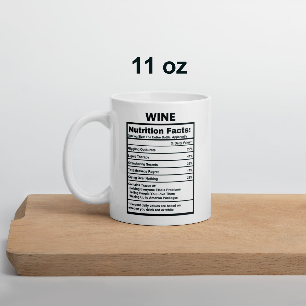 Wine Lover Gift Mug - Funny Nutrition Facts Coffee Mug for Mom - Sarcastic Wine Humor Gift