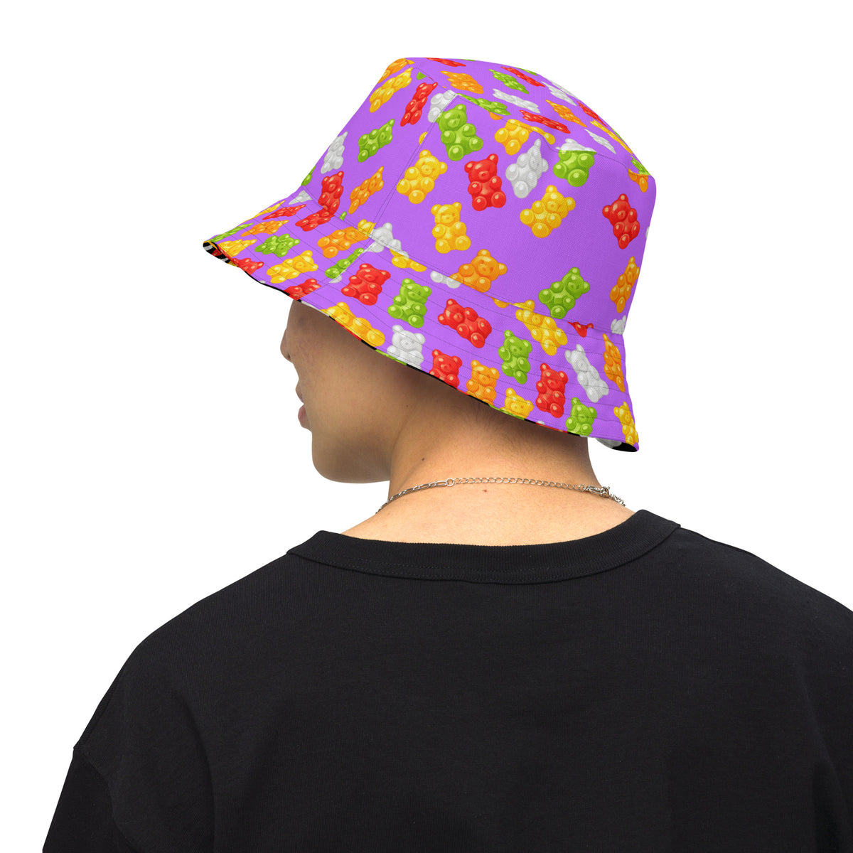 Reversible Gummy Bear Bucket Hat - Candy Lover Festival Headwear - All Over Print