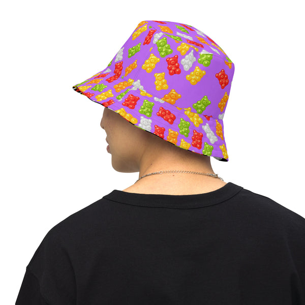 Reversible Gummy Bear Bucket Hat - Candy Lover Festival Headwear - All Over Print