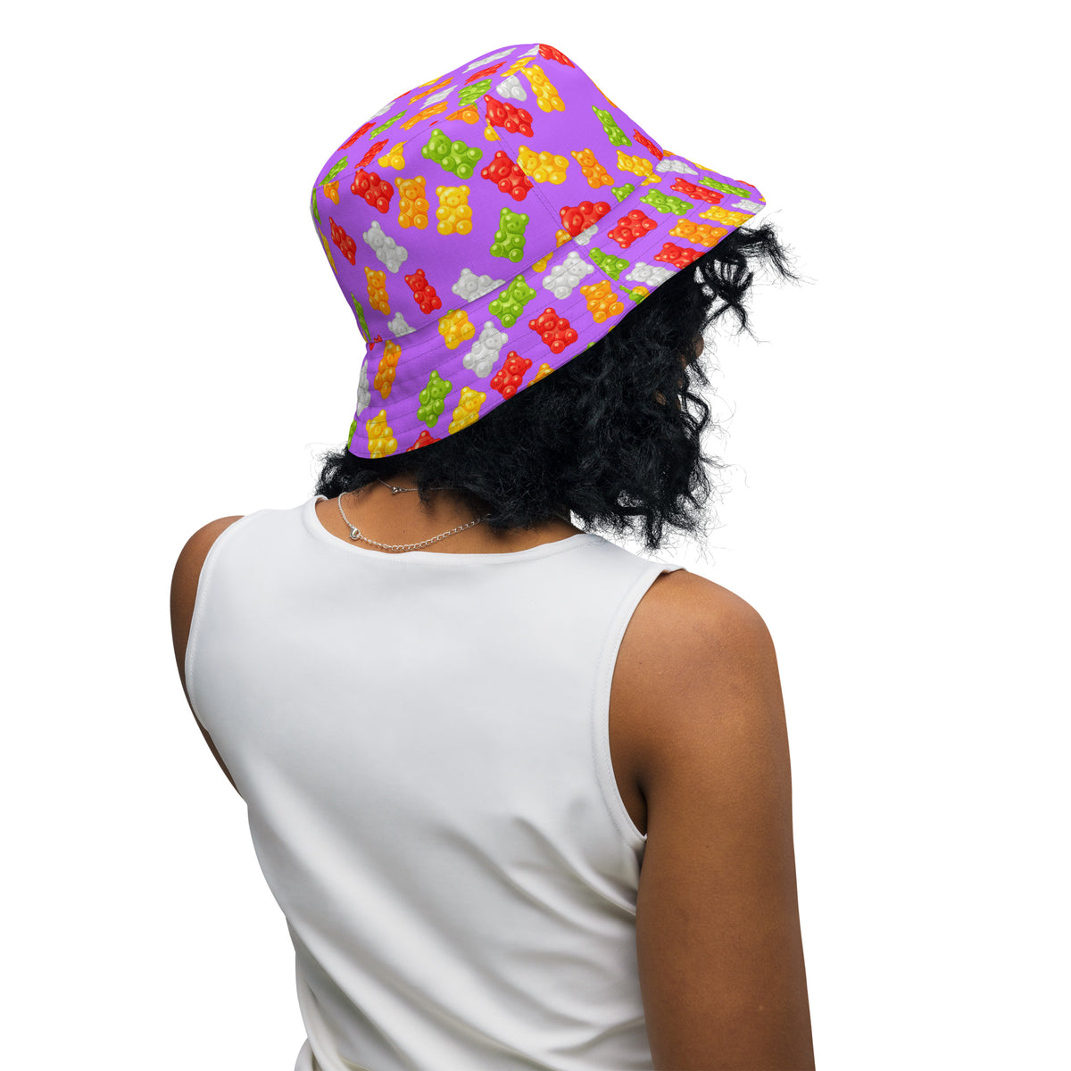 Reversible Gummy Bear Bucket Hat - Candy Lover Festival Headwear - All Over Print