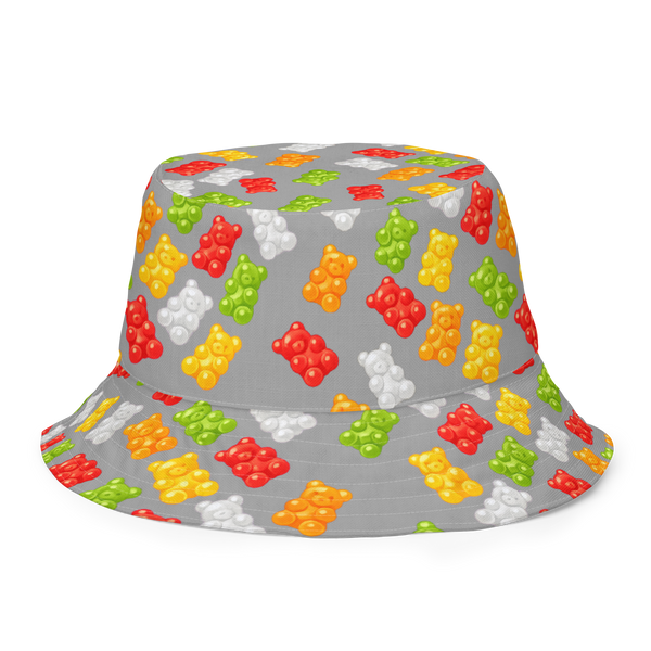 Reversible Gummy Bear Bucket Hat - Candy Lover Festival Headwear - All Over Print
