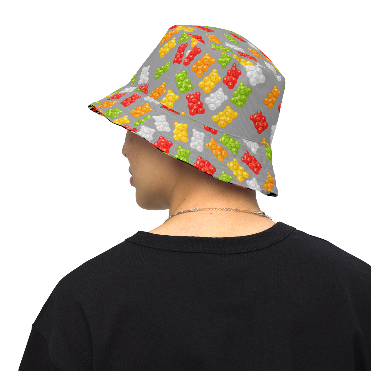 Reversible Gummy Bear Bucket Hat - Candy Lover Festival Headwear - All Over Print