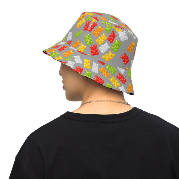 Reversible Gummy Bear Bucket Hat - Candy Lover Festival Headwear - All Over Print