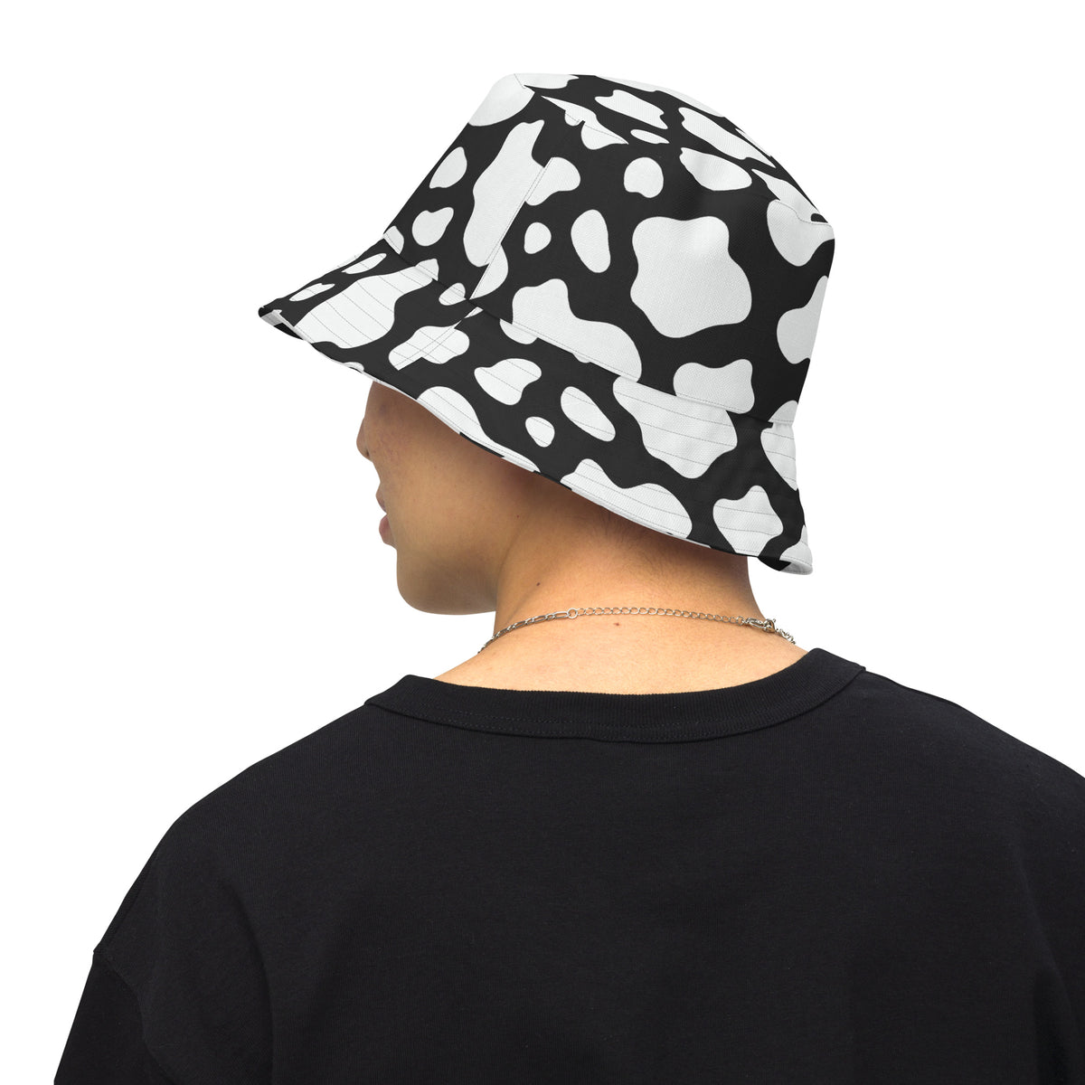 Reversible Cow Print Bucket Hat - Festival Headwear - All Over Print