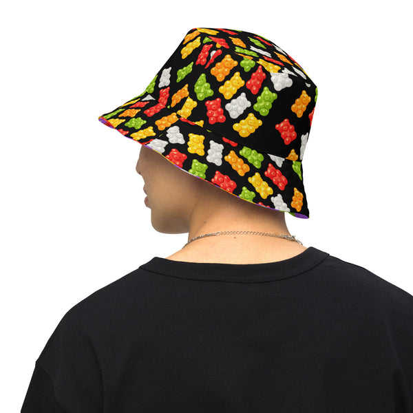 Reversible Gummy Bear Bucket Hat - Candy Lover Festival Headwear - All Over Print