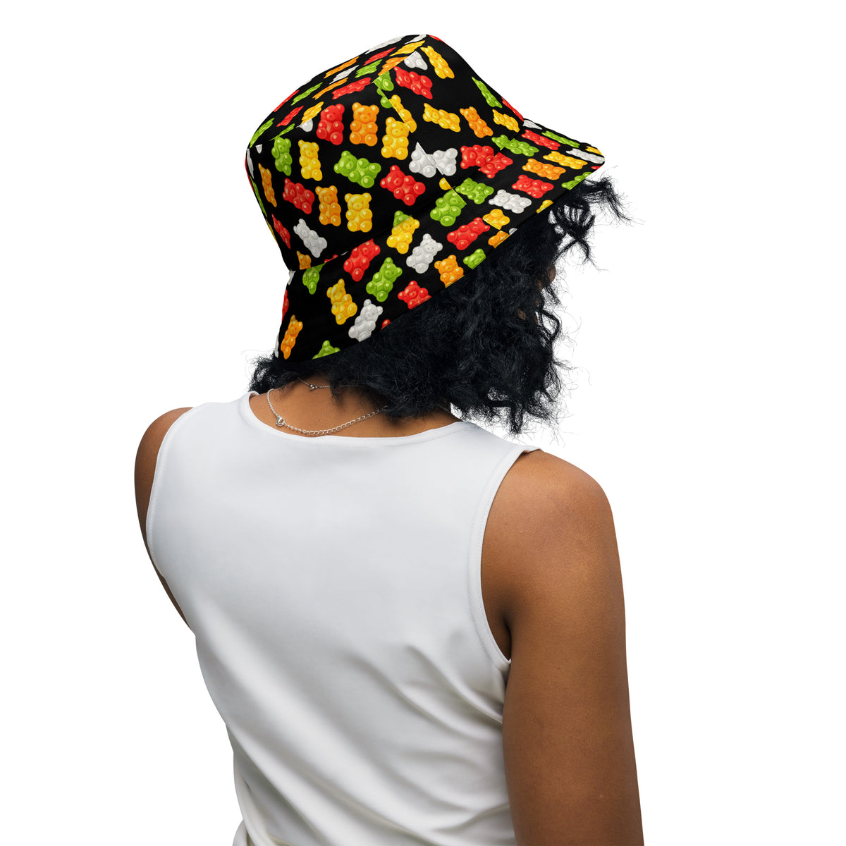 Reversible Gummy Bear Bucket Hat - Candy Lover Festival Headwear - All Over Print