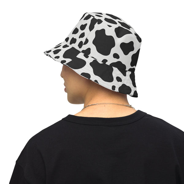 Reversible Cow Print Bucket Hat - Festival Headwear - All Over Print