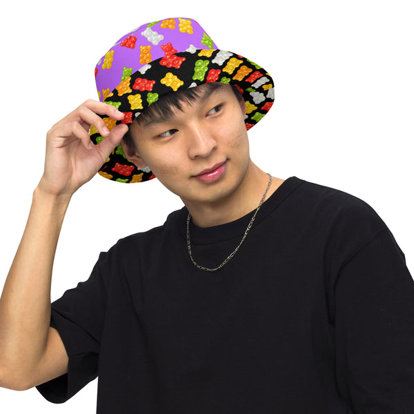 Reversible Gummy Bear Bucket Hat - Candy Lover Festival Headwear - All Over Print