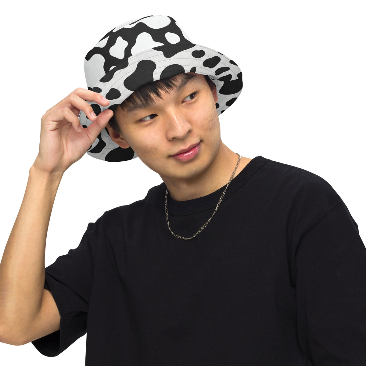 Reversible Cow Print Bucket Hat - Festival Headwear - All Over Print