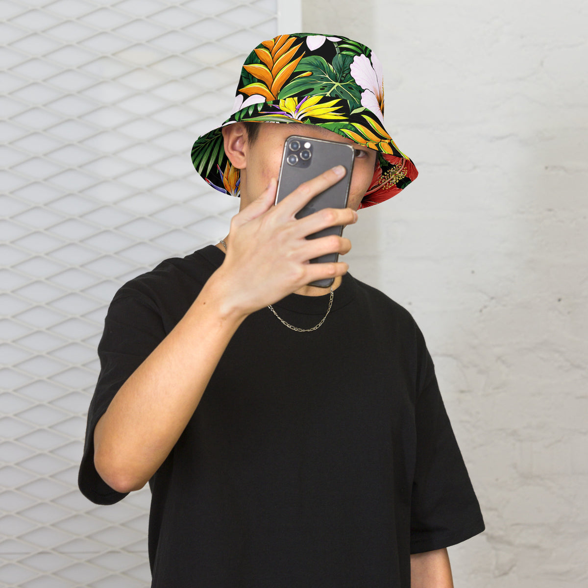 Reversible Tropical Bucket Hat - Hawaiian Hibiscus Floral Sun Hat