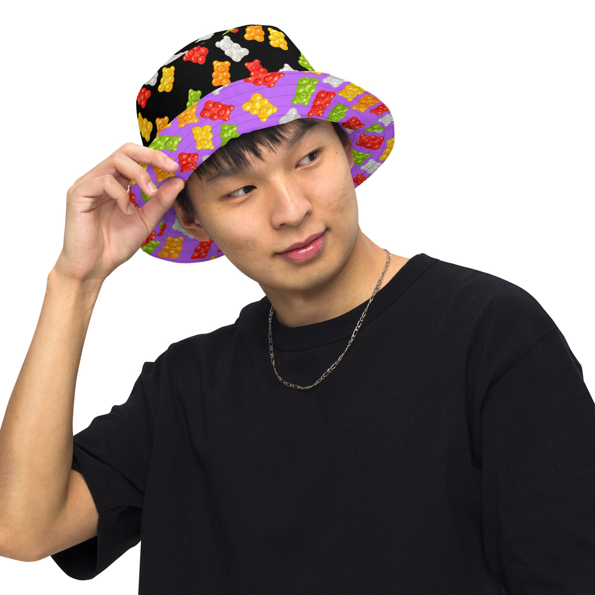 Reversible Gummy Bear Bucket Hat - Candy Lover Festival Headwear - All Over Print