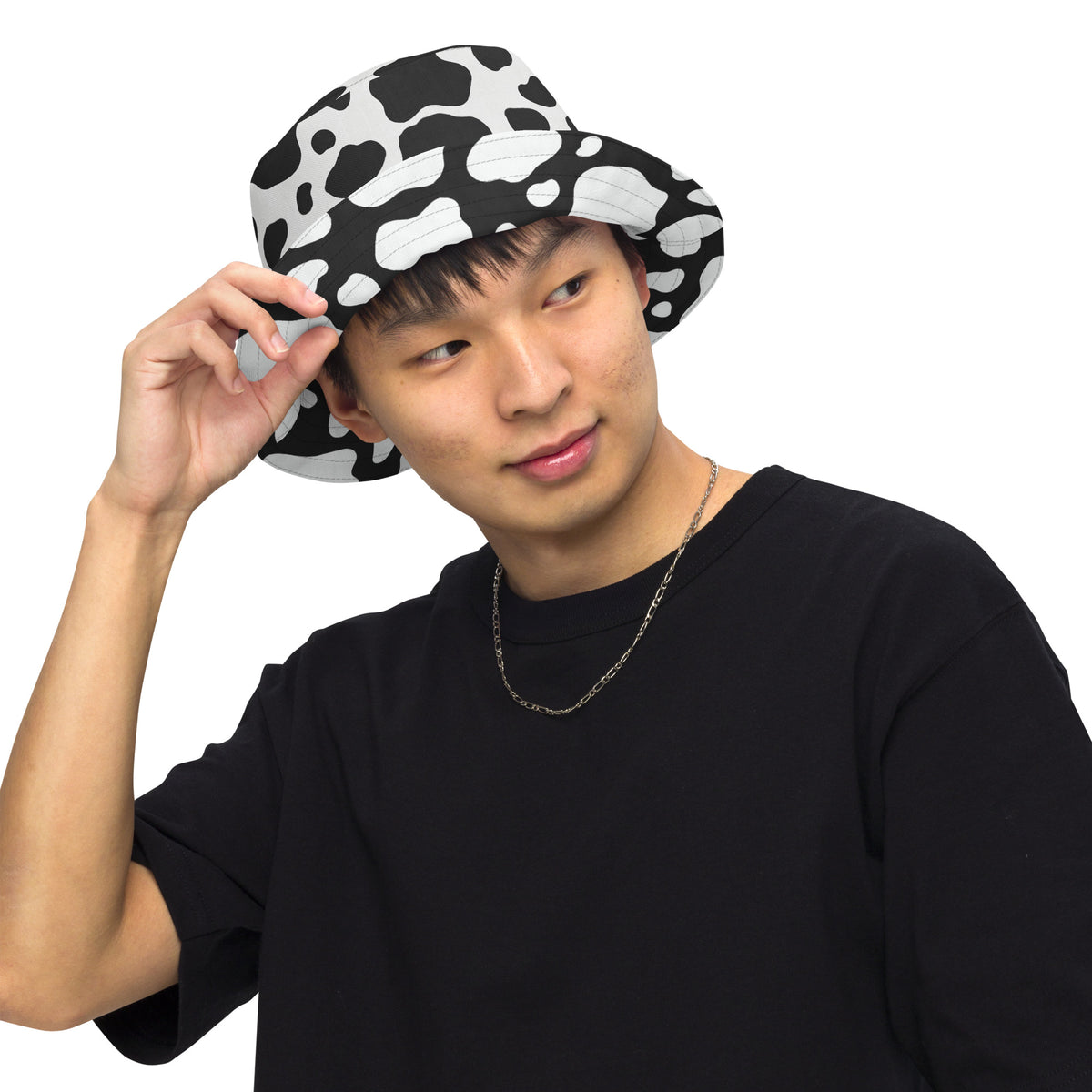 Reversible Cow Print Bucket Hat - Festival Headwear - All Over Print