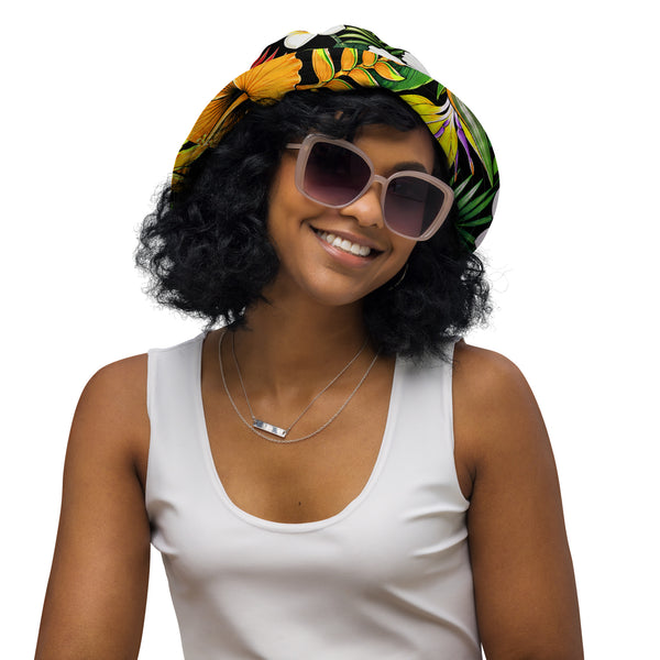 Reversible Tropical Bucket Hat - Hawaiian Hibiscus Floral Sun Hat