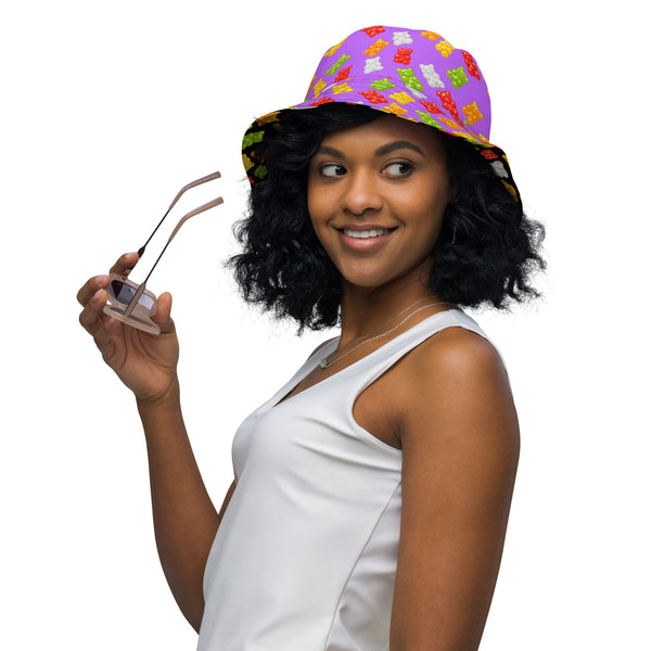 Reversible Gummy Bear Bucket Hat - Candy Lover Festival Headwear - All Over Print