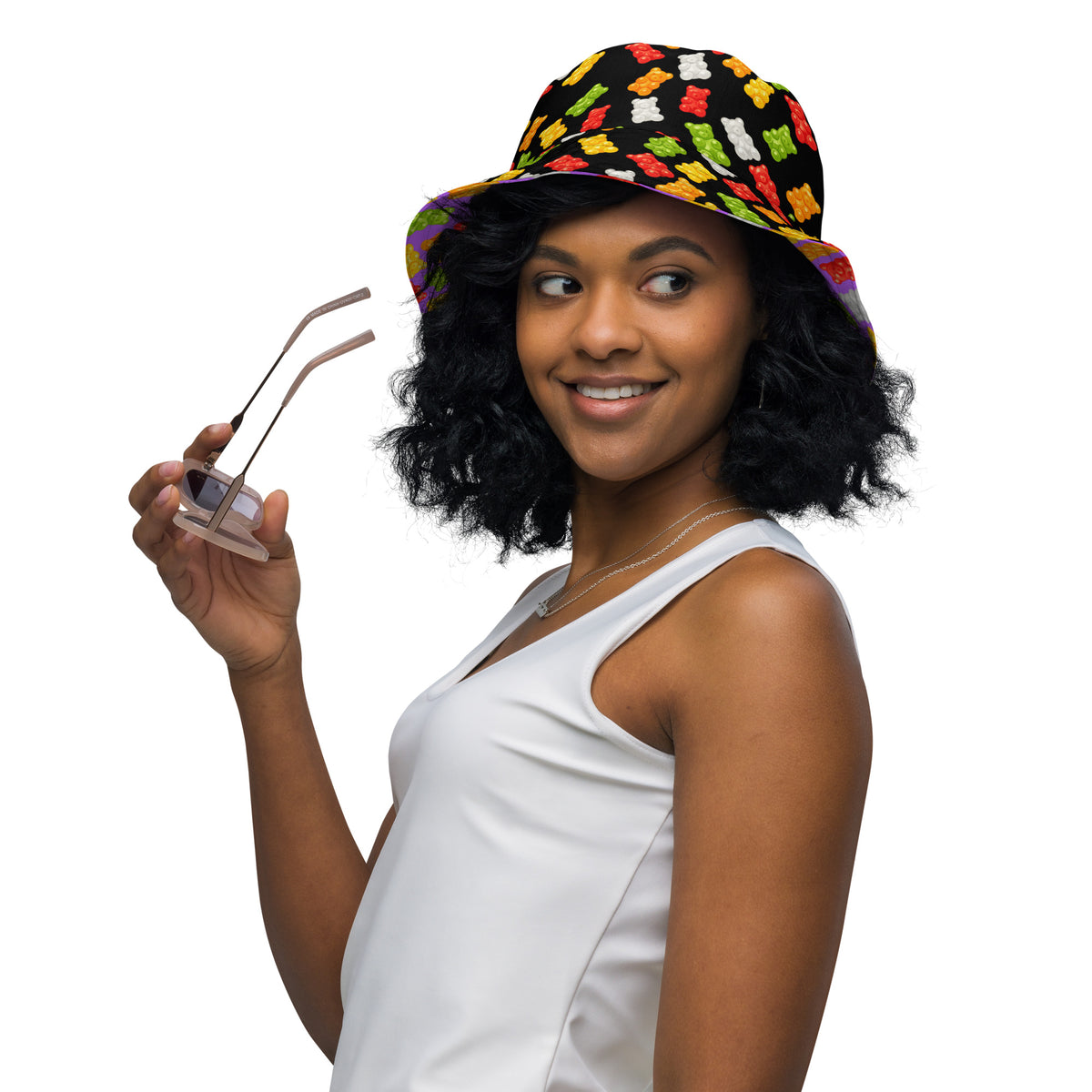 Reversible Gummy Bear Bucket Hat - Candy Lover Festival Headwear - All Over Print
