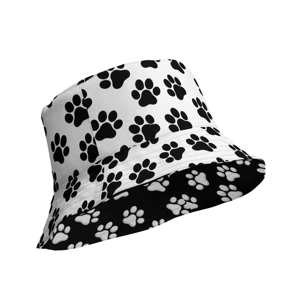 Reversible Paw Print Bucket Hat - Pet Lover Festival Headwear - All Over Print