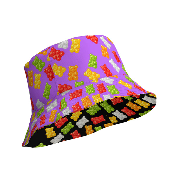 Reversible Gummy Bear Bucket Hat - Candy Lover Festival Headwear - All Over Print