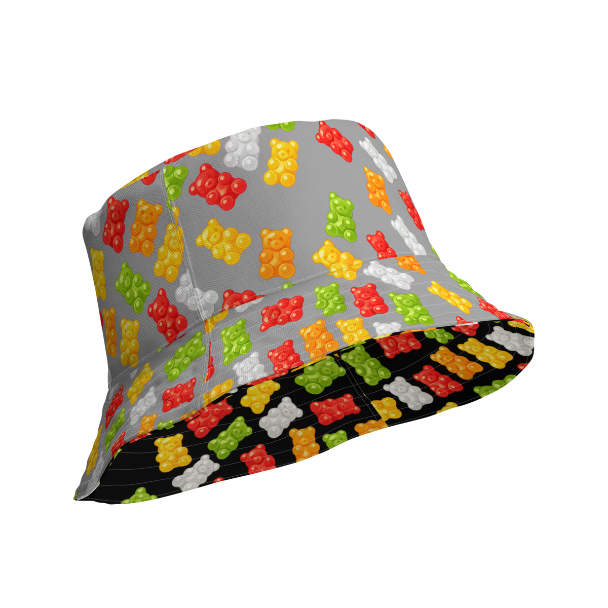 Reversible Gummy Bear Bucket Hat - Candy Lover Festival Headwear - All Over Print