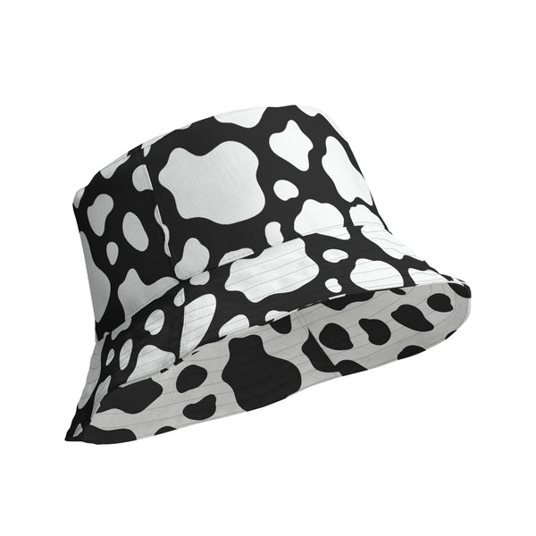 Reversible Cow Print Bucket Hat - Festival Headwear - All Over Print