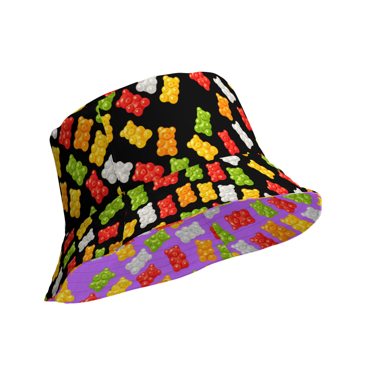 Reversible Gummy Bear Bucket Hat - Candy Lover Festival Headwear - All Over Print