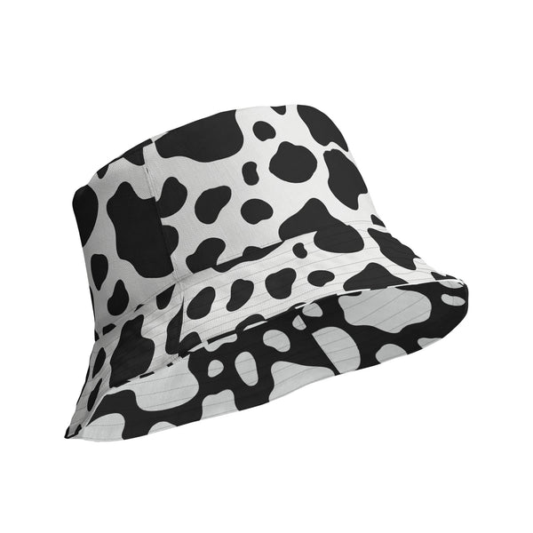 Reversible Cow Print Bucket Hat - Festival Headwear - All Over Print