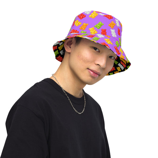Reversible Gummy Bear Bucket Hat - Candy Lover Festival Headwear - All Over Print