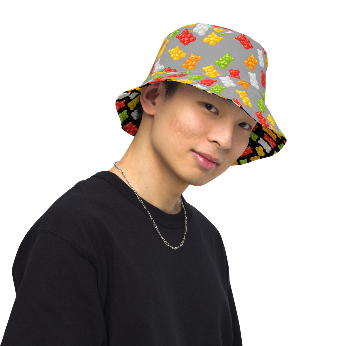 Reversible Gummy Bear Bucket Hat - Candy Lover Festival Headwear - All Over Print