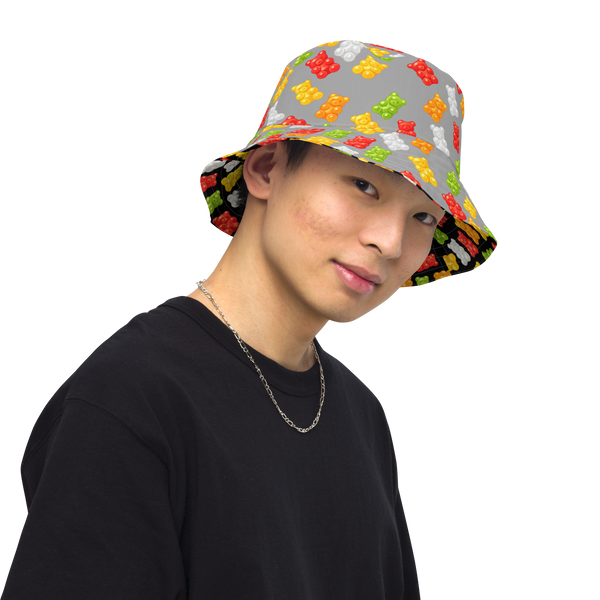 Reversible Gummy Bear Bucket Hat - Candy Lover Festival Headwear - All Over Print