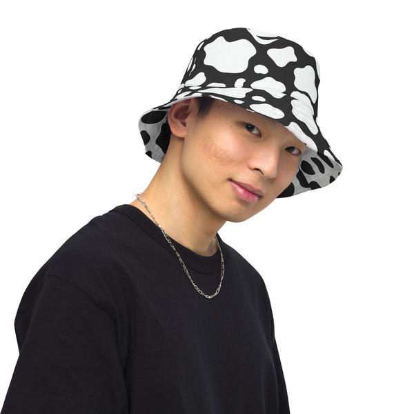Reversible Cow Print Bucket Hat - Festival Headwear - All Over Print